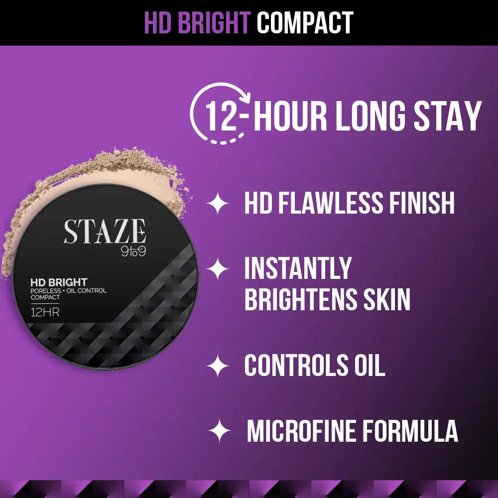 Staze HD Bright - Oil-Control Compact- 128C Cashmere – Staze Beauty