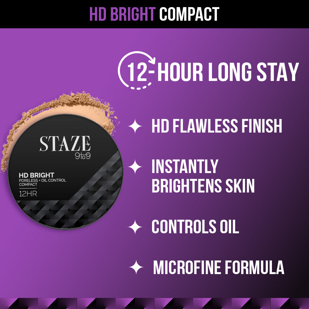 Staze HD Bright - Oil-Control Compact- 228C Latte – Staze Beauty