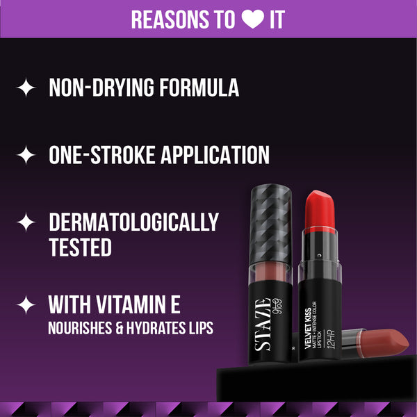 Velvet Kiss Bullet Lipstick 04 Red Set Go with Mascara