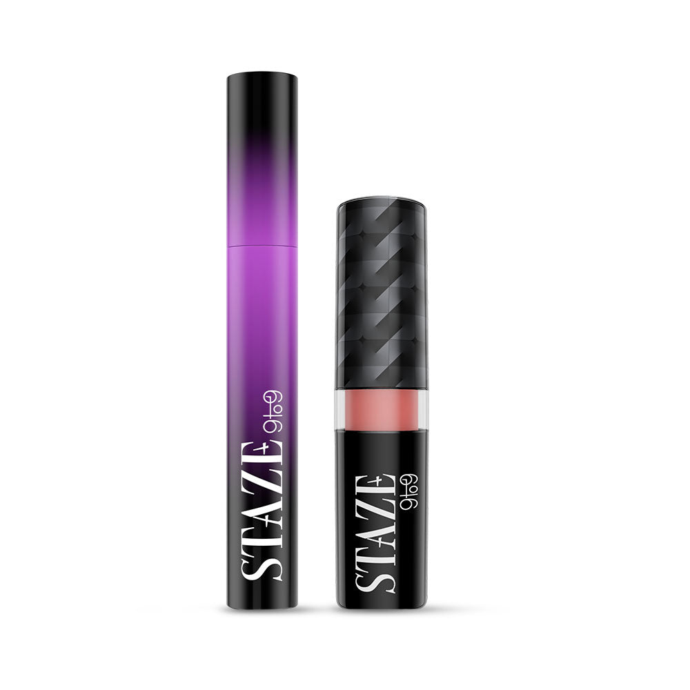 Velvet Kiss Bullet Lipstick 02 Mocha Muse with Mascara